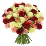 50 Roses of Thrice Colour Hand Tied Bouquet JuneFlowers.com