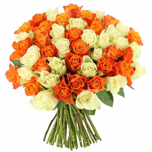 50 Roses of Thrice Color Hand Tied Rose Bouquet Delivery in Bangalore