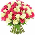 Exotic pink and white colour Hand Bunch Rose Bouquet from JuneFlowers.com