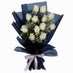 Designer Bouquet of 12 White Roses JuneFlowers.com