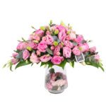 Fantasy of Lavish Pink Rose Arrangement JuneFlowers.com
