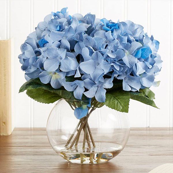 Light Blue Hydrangea in Fish Bowl JuneFlowers