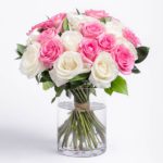 Lovely Pink and White Roses JuneFlowers.com