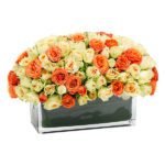 Royal Arrangement with Peach and Orange Rose JuneFlowers.com