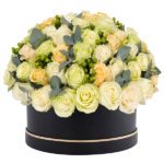 Signature Box of White and Peach Roses JuneFlowers.com