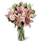 Stargazer Lilly & Light Pink in Vase JuneFlowers.com