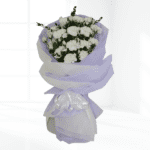 Peaceful white carnation hand Bouquet from JuneFlowers.com