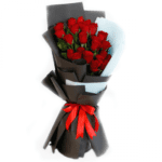 Romantic Red roses in a black wrapping sheet from JuneFlowers.com
