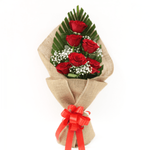 Jute Flower Bouquet of Exquisite Red Roses | Flower Delivery in Bangalore
