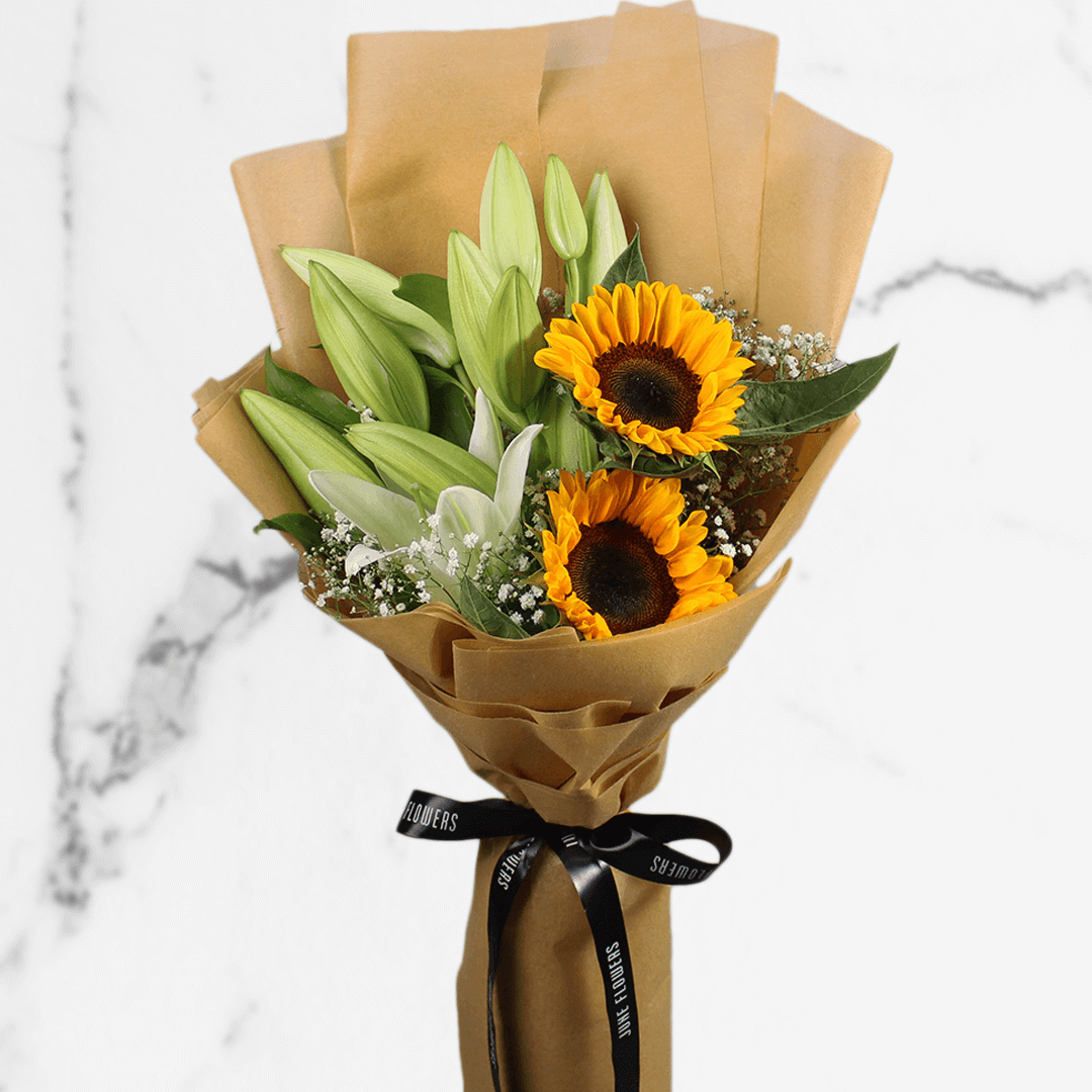 Amazing Box of Sunflowers with Gypsophila