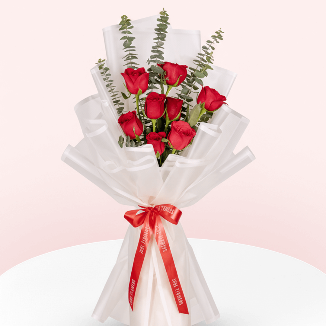 Order 8 Red Roses Bouquet for Your Love | Shop Flowers Online